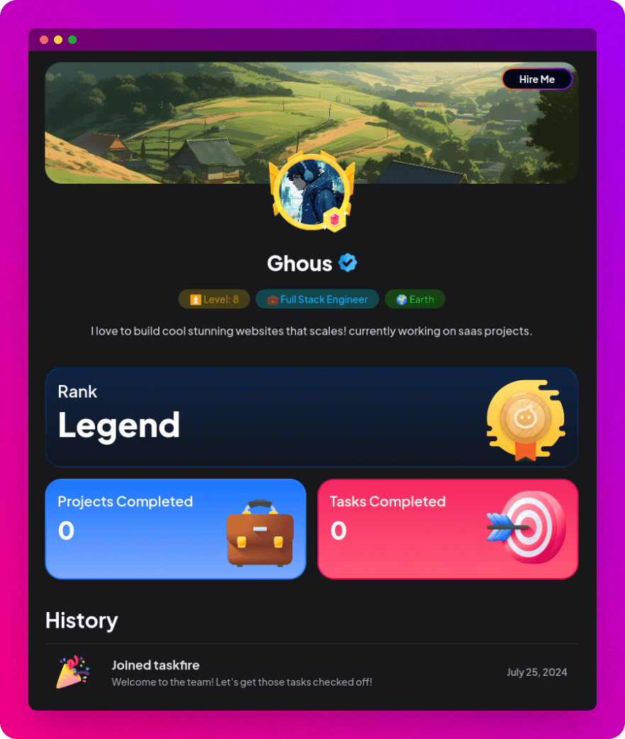 TaskRocky personalized user profiles screenshot